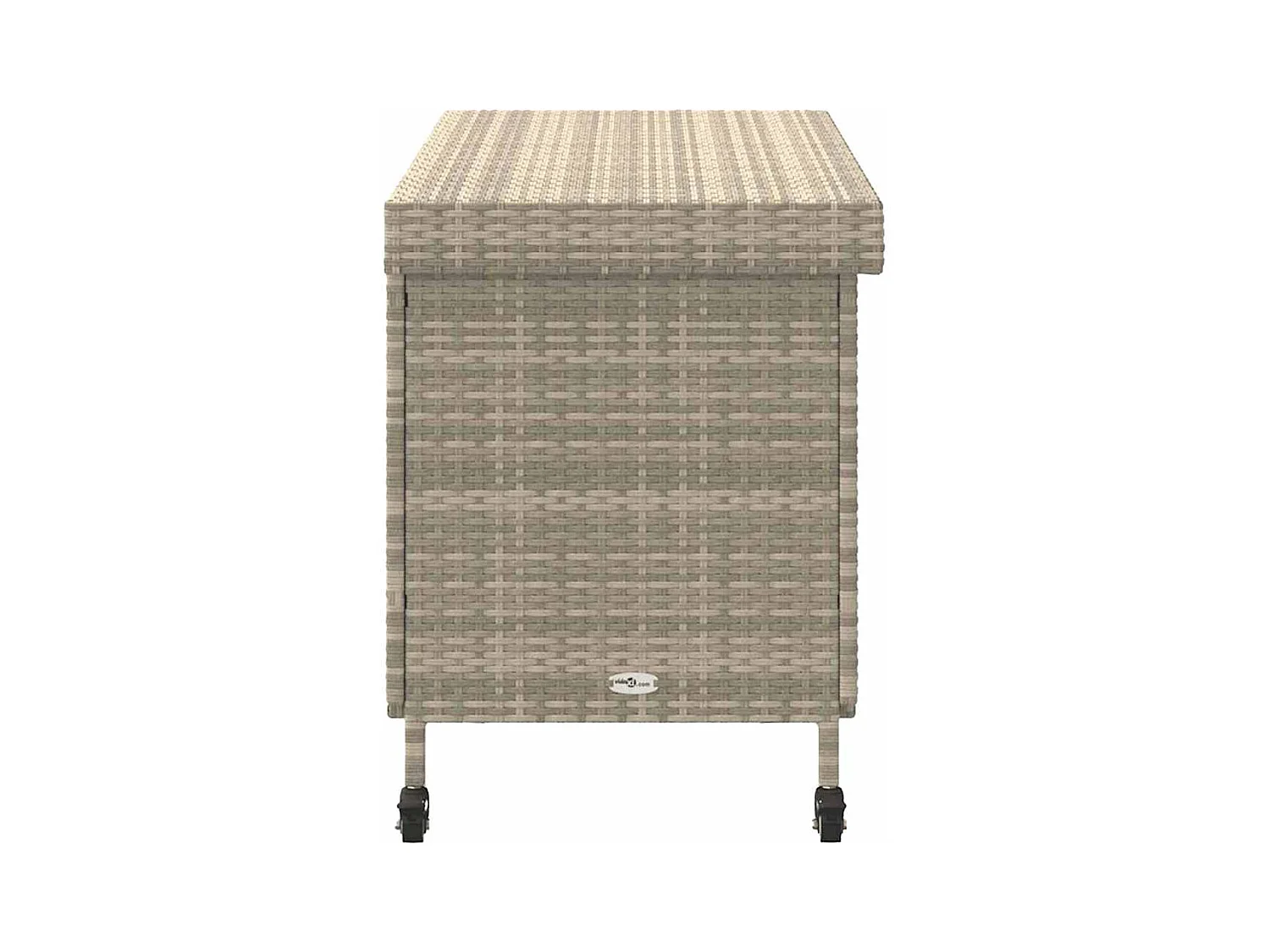 Boîte de rangement de jardin et roues gris clair résine tressée