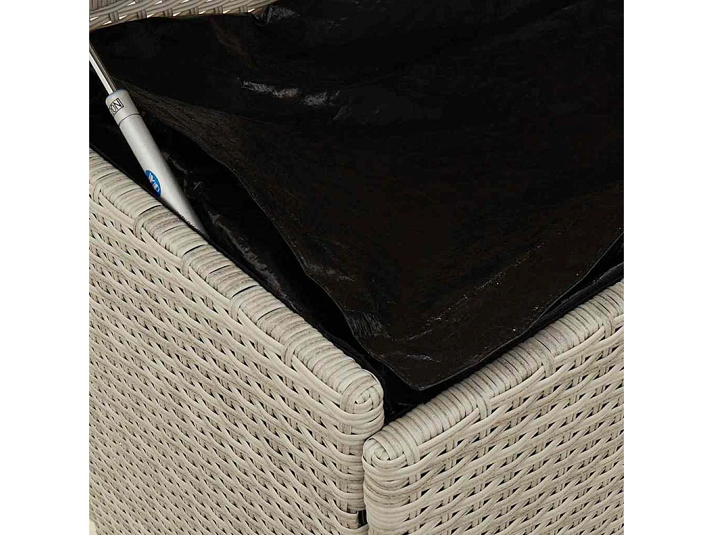 Boîte de rangement de jardin et roues gris clair résine tressée