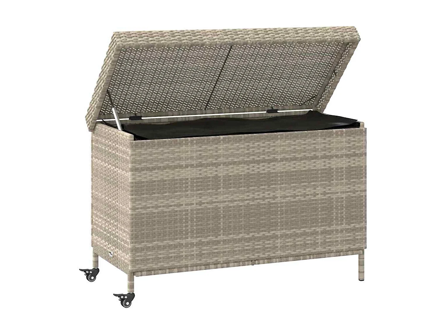 Boîte de rangement de jardin et roues gris clair résine tressée