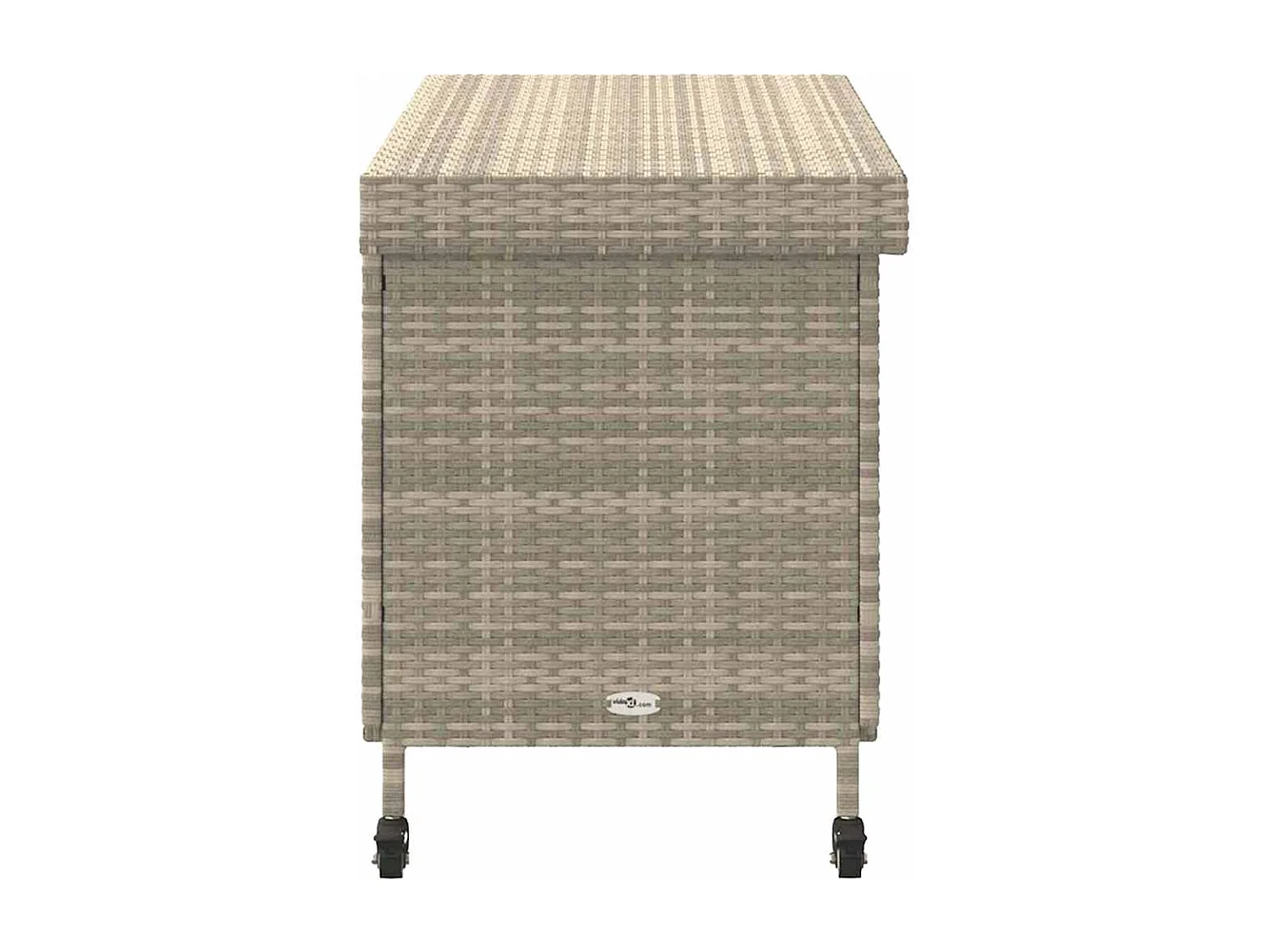 Boîte de rangement de jardin et roues gris clair résine tressée