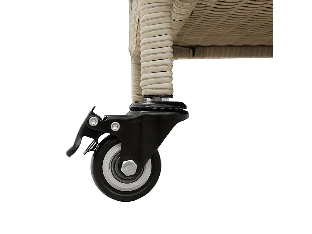 Boîte de rangement de jardin et roues gris clair résine tressée