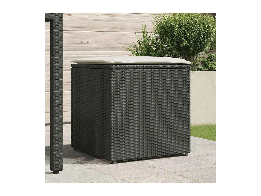 Coffre de rangement Noir 50x50x50 cm en Poly Rattan
