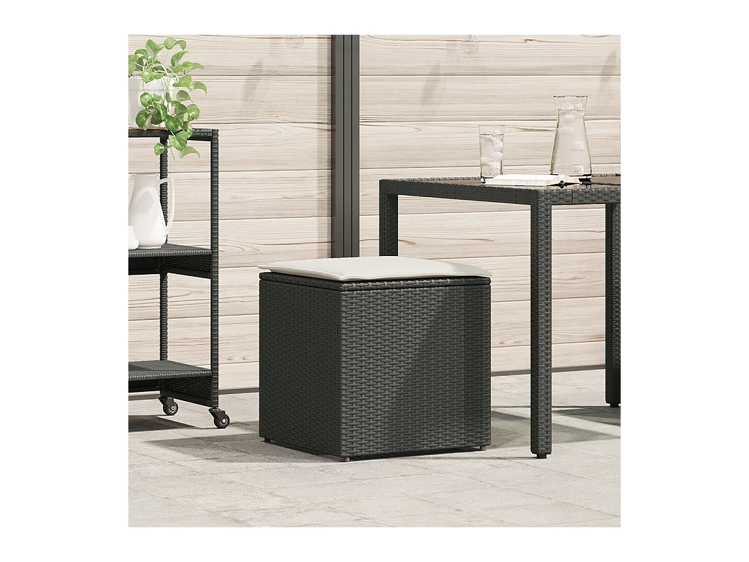 Cassapanca nera 50x50x50 cm in Poly Rattan