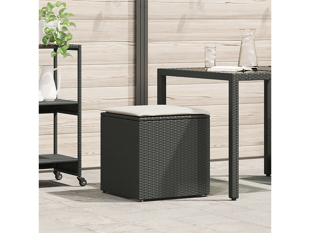 Coffre de rangement Noir 50x50x50 cm en Poly Rattan