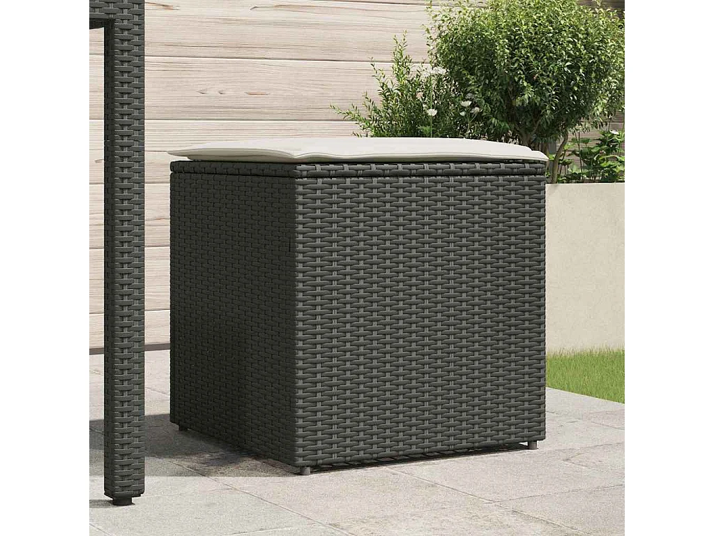 Coffre de rangement Noir 50x50x50 cm en Poly Rattan