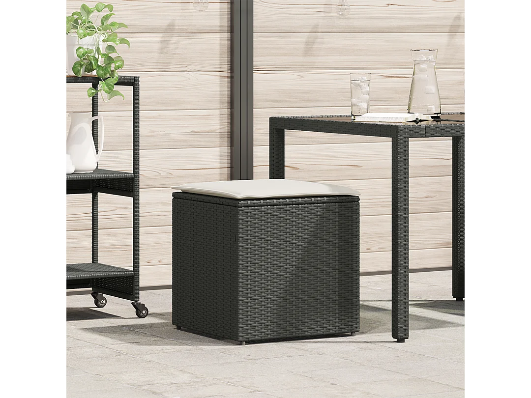 Coffre de rangement Noir 50x50x50 cm en Poly Rattan