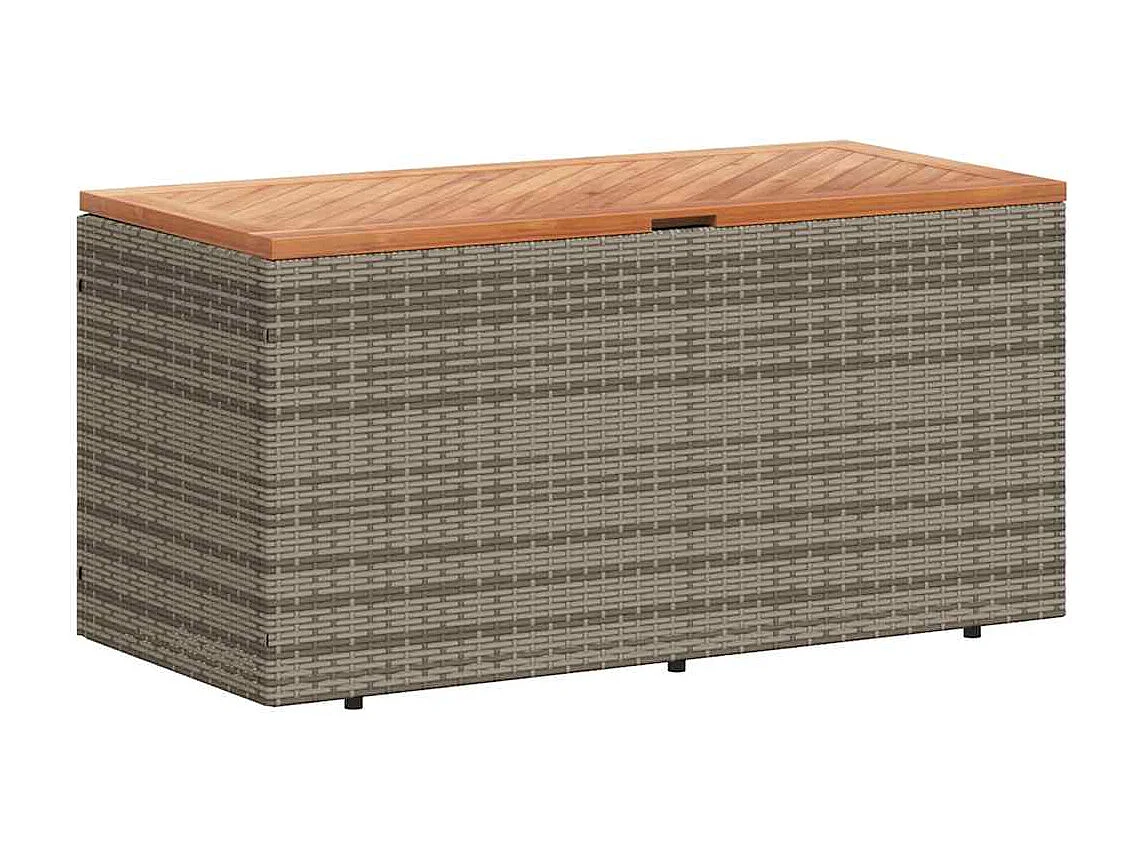 Contenitore da giardino grigio in resina intrecciata e legno di acacia