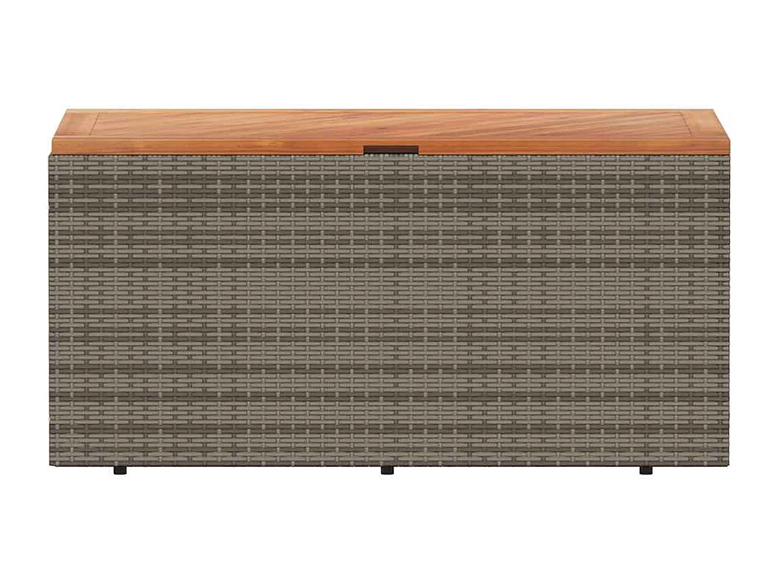 Contenitore da giardino grigio in resina intrecciata e legno di acacia