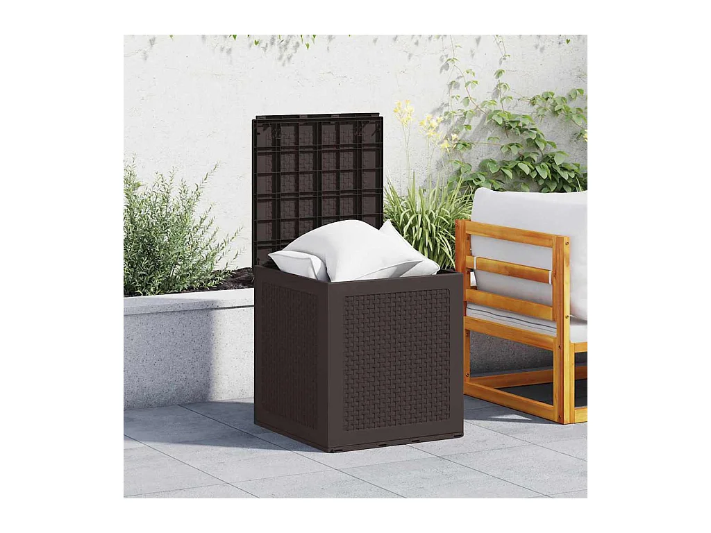 Coffre de rangement jardin Marron 55x53x57 cm PP
