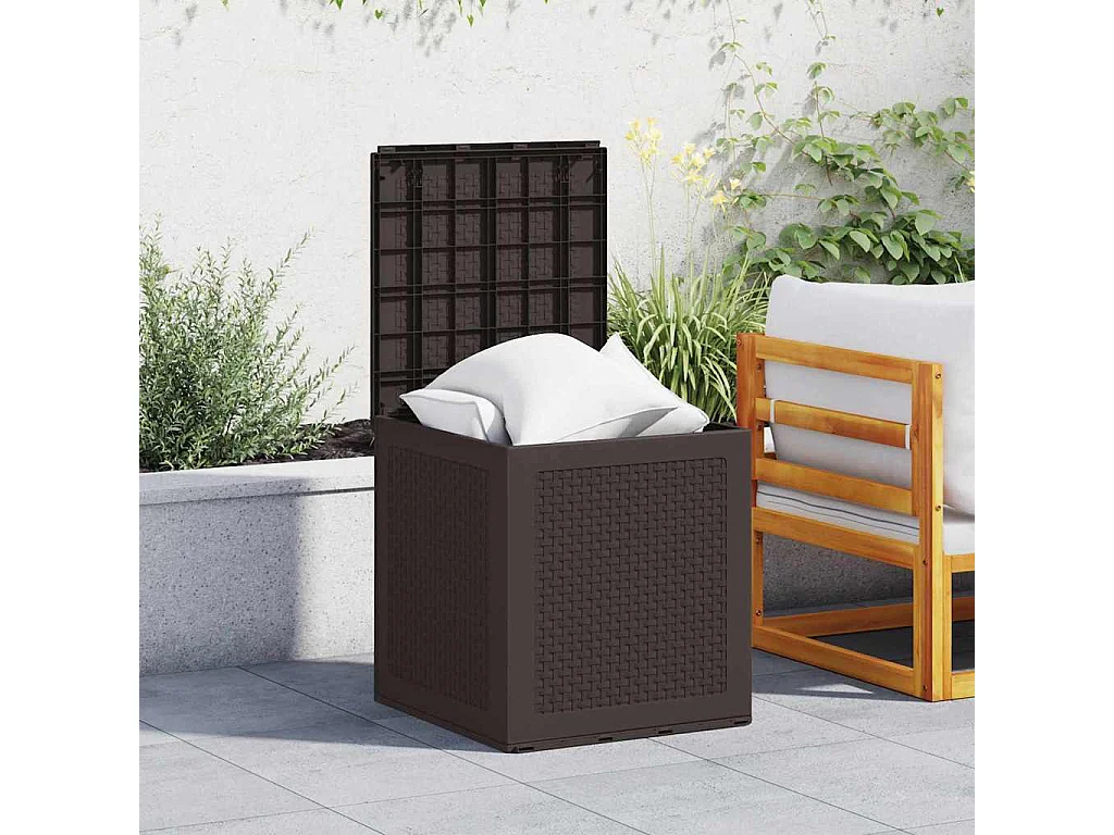 Coffre de rangement jardin Marron 55x53x57 cm PP
