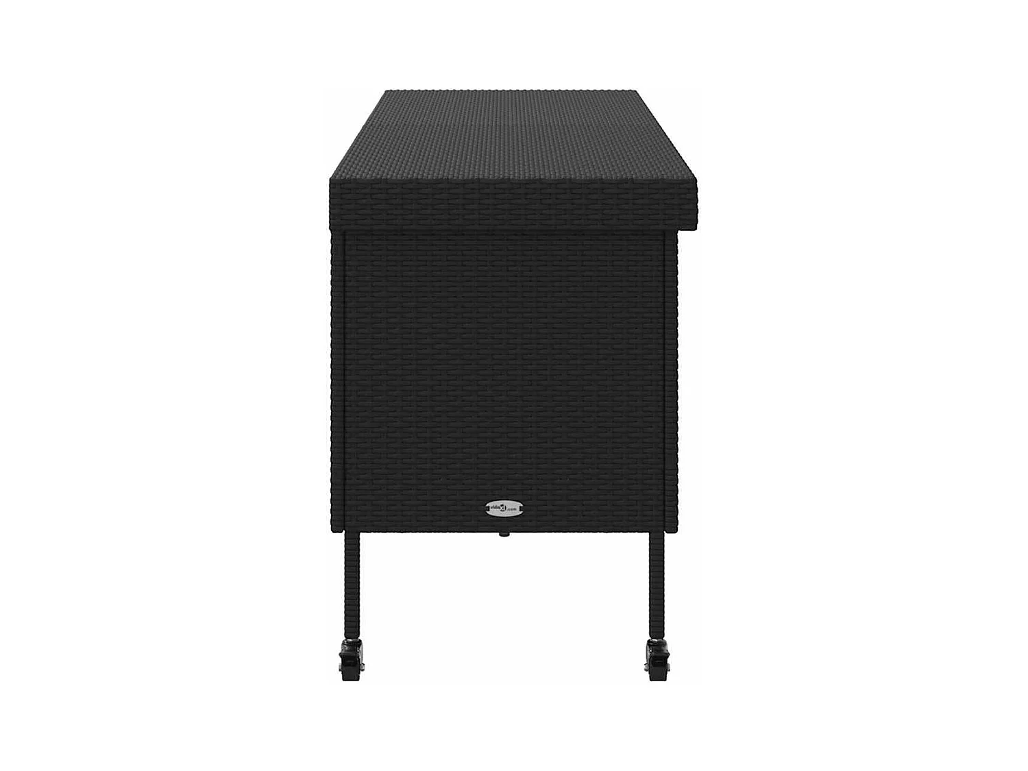 Boîte de rangement de jardin et roues noir résine tressée