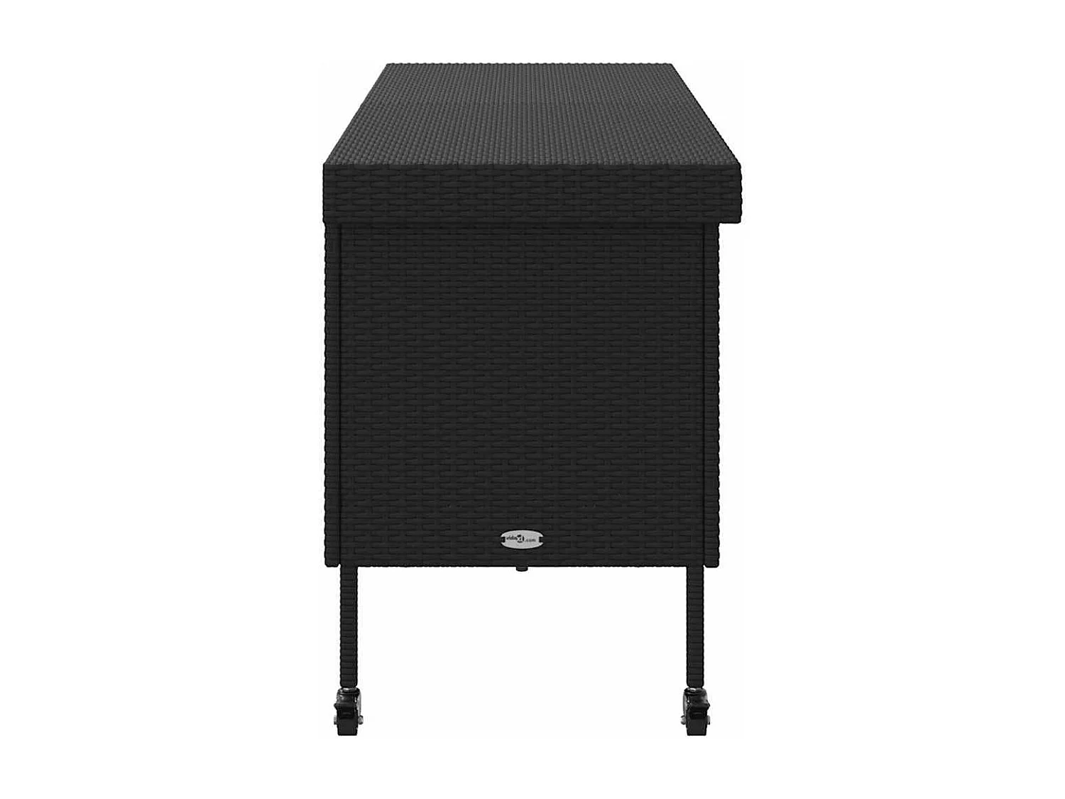 Boîte de rangement de jardin et roues noir résine tressée