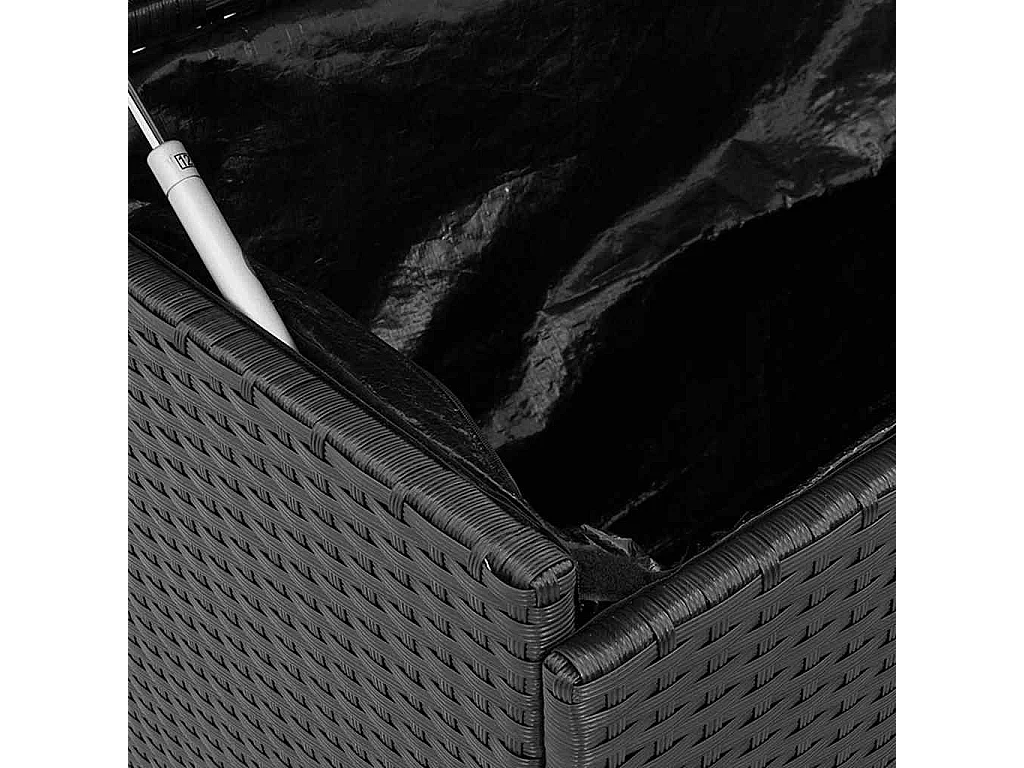 Boîte de rangement de jardin et roues noir résine tressée