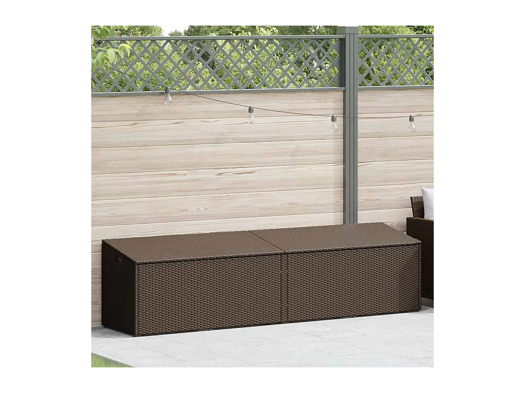 Boîte de rangement de jardin marron 220x50x58 cm résine tressée
