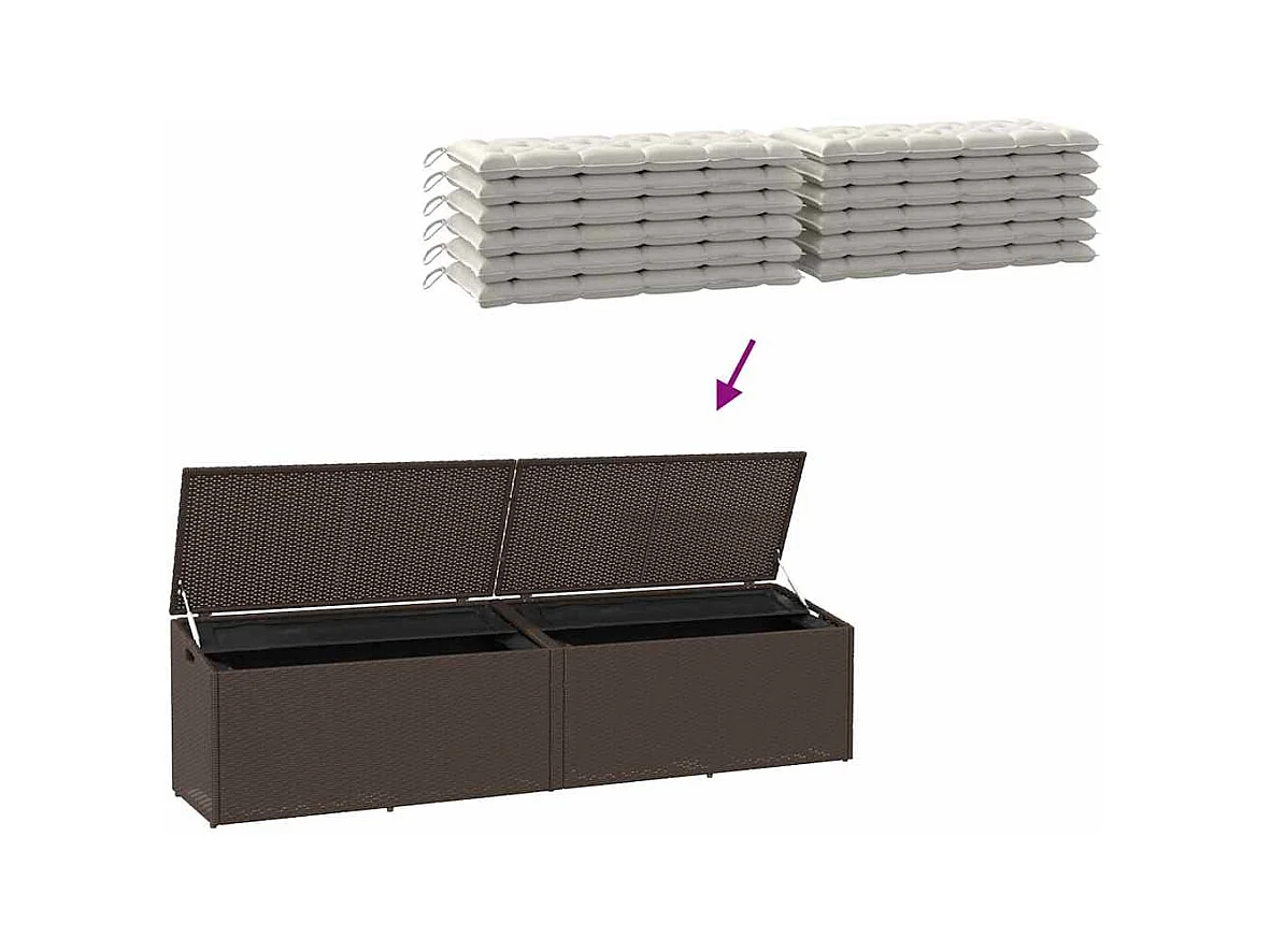 Boîte de rangement de jardin marron 220x50x58 cm résine tressée