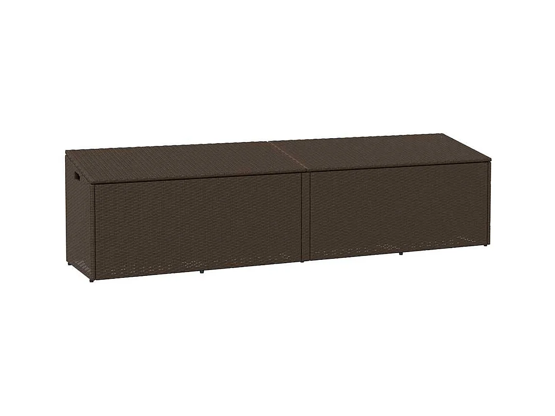 Cassapanca da giardino marrone 220x50x58 cm in resina intrecciata