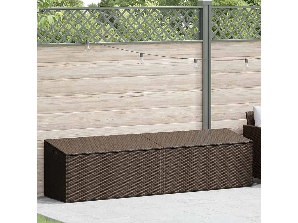Boîte de rangement de jardin marron 220x50x58 cm résine tressée