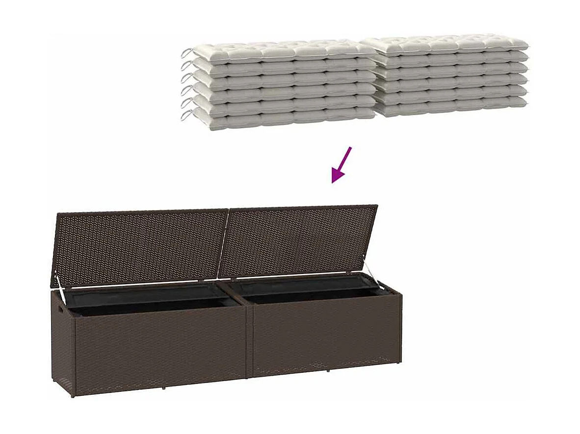 Boîte de rangement de jardin marron 220x50x58 cm résine tressée