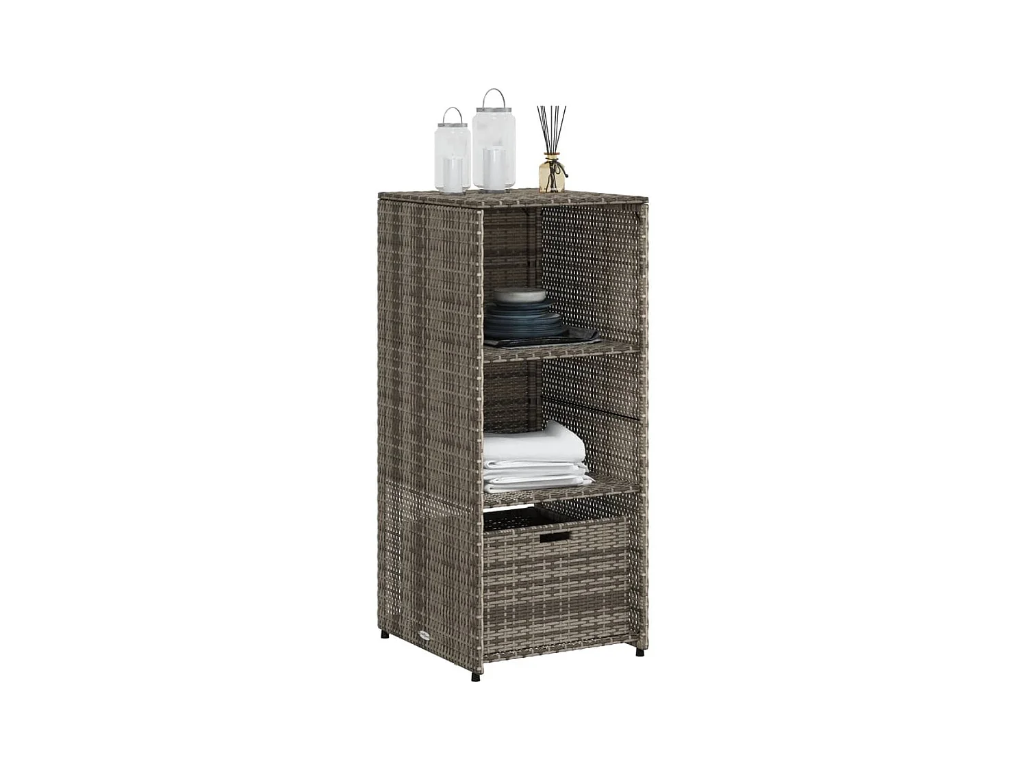 Grijze tuinkast 50x55x115 cm geweven hars