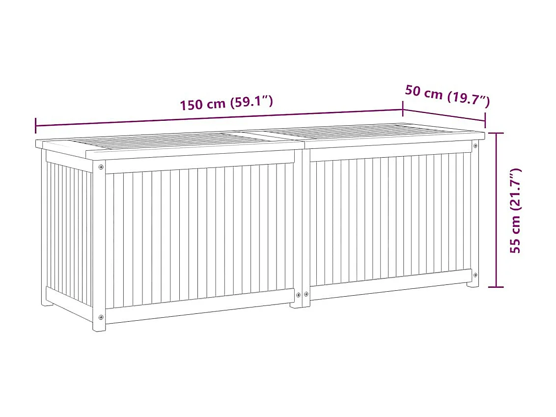 Tuinbak 150x50x55 cm Massief teakhout