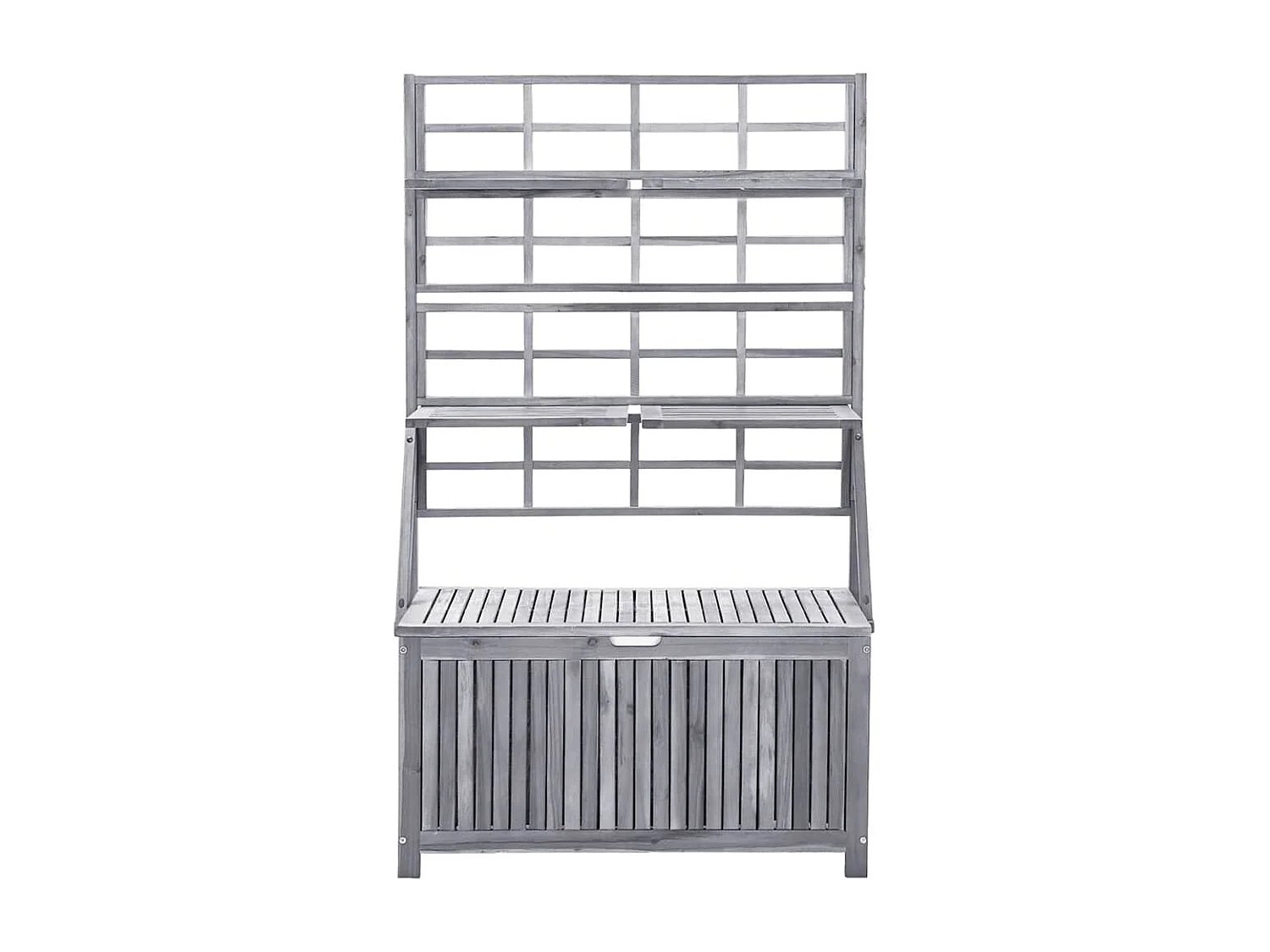 Caja de almacenaje con celosía Gris 99x55x160cm Acacia maciza