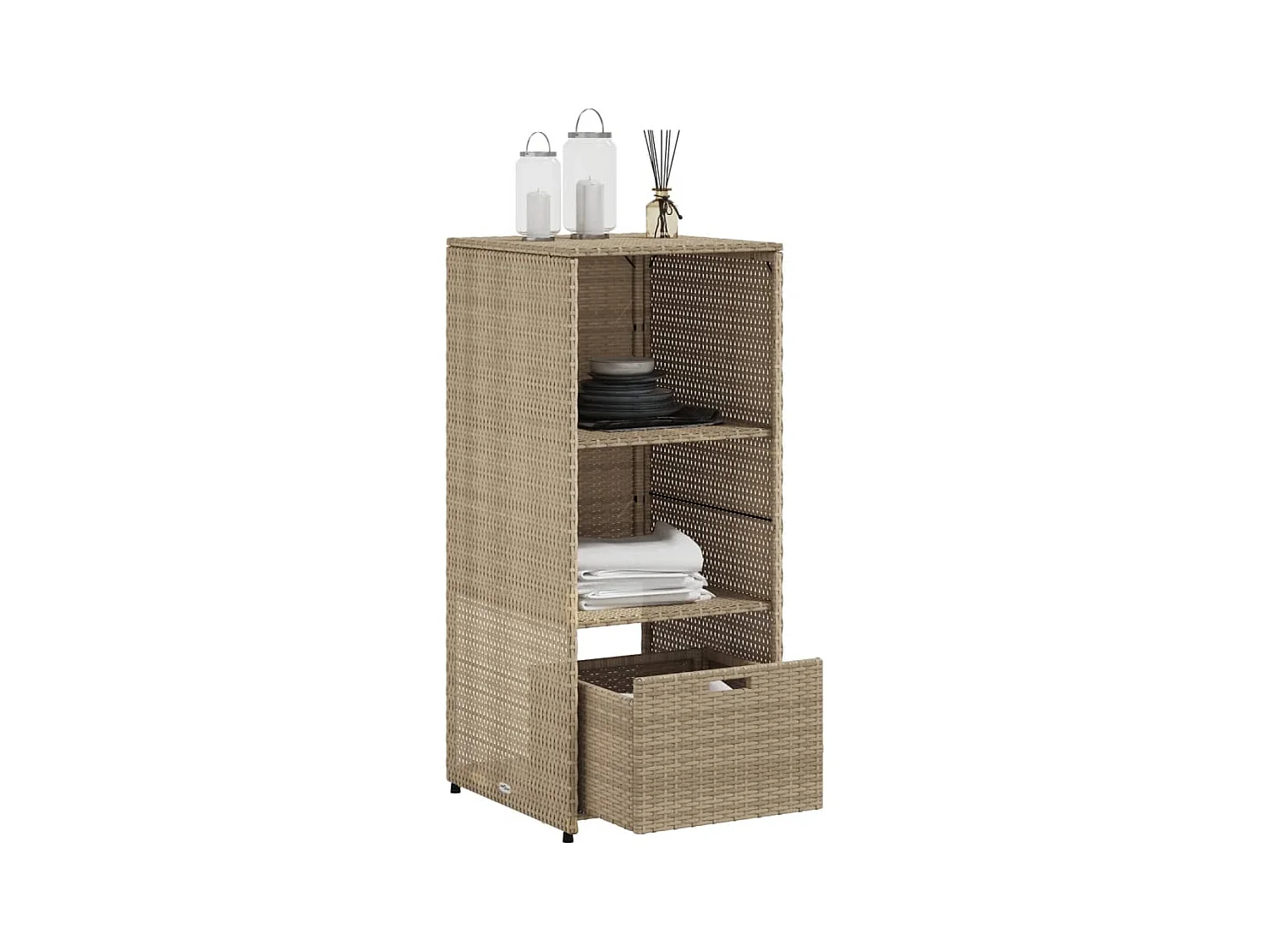 Beige tuinkast 50x55x115cm geweven hars