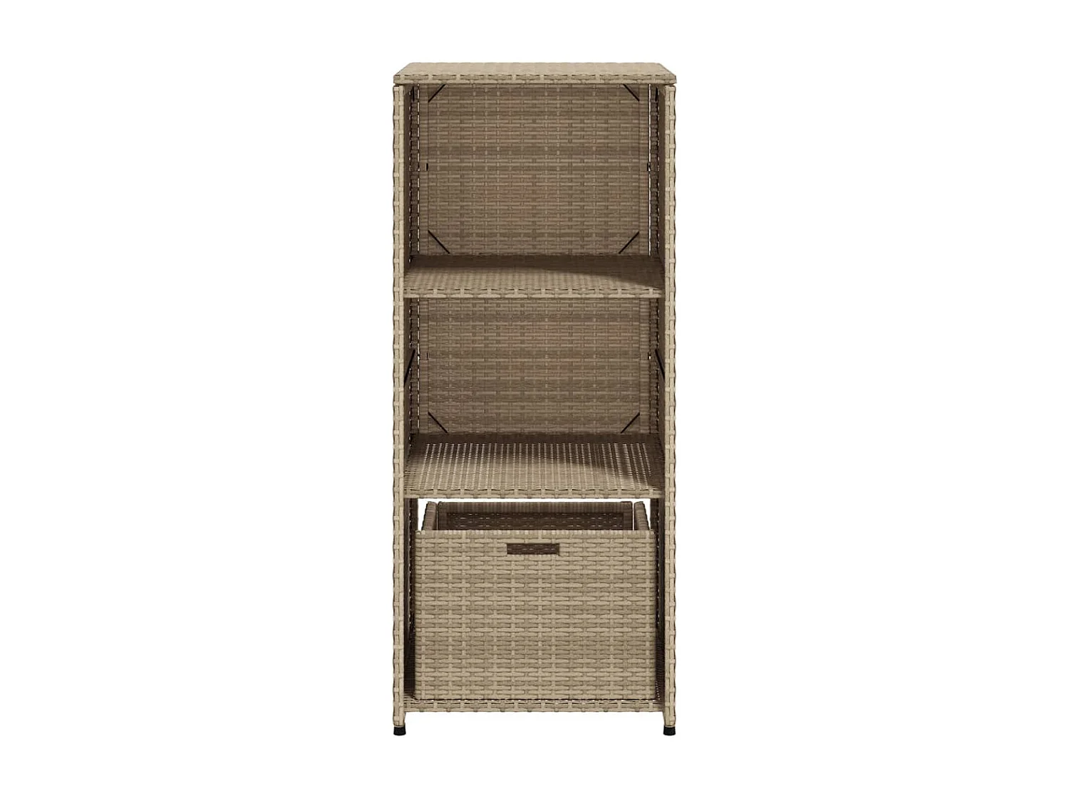 Mobiletto portaoggetti da giardino beige 50x55x115cm in resina intrecciata