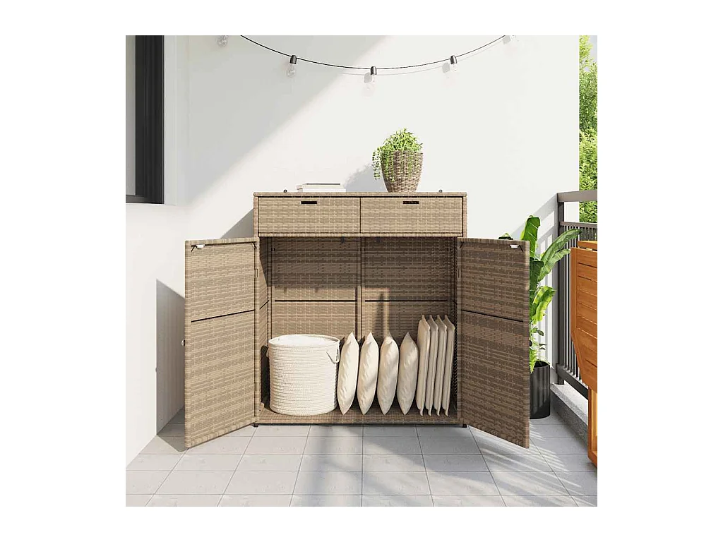 Mueble de jardín beige 105x55x113 cm resina trenzada