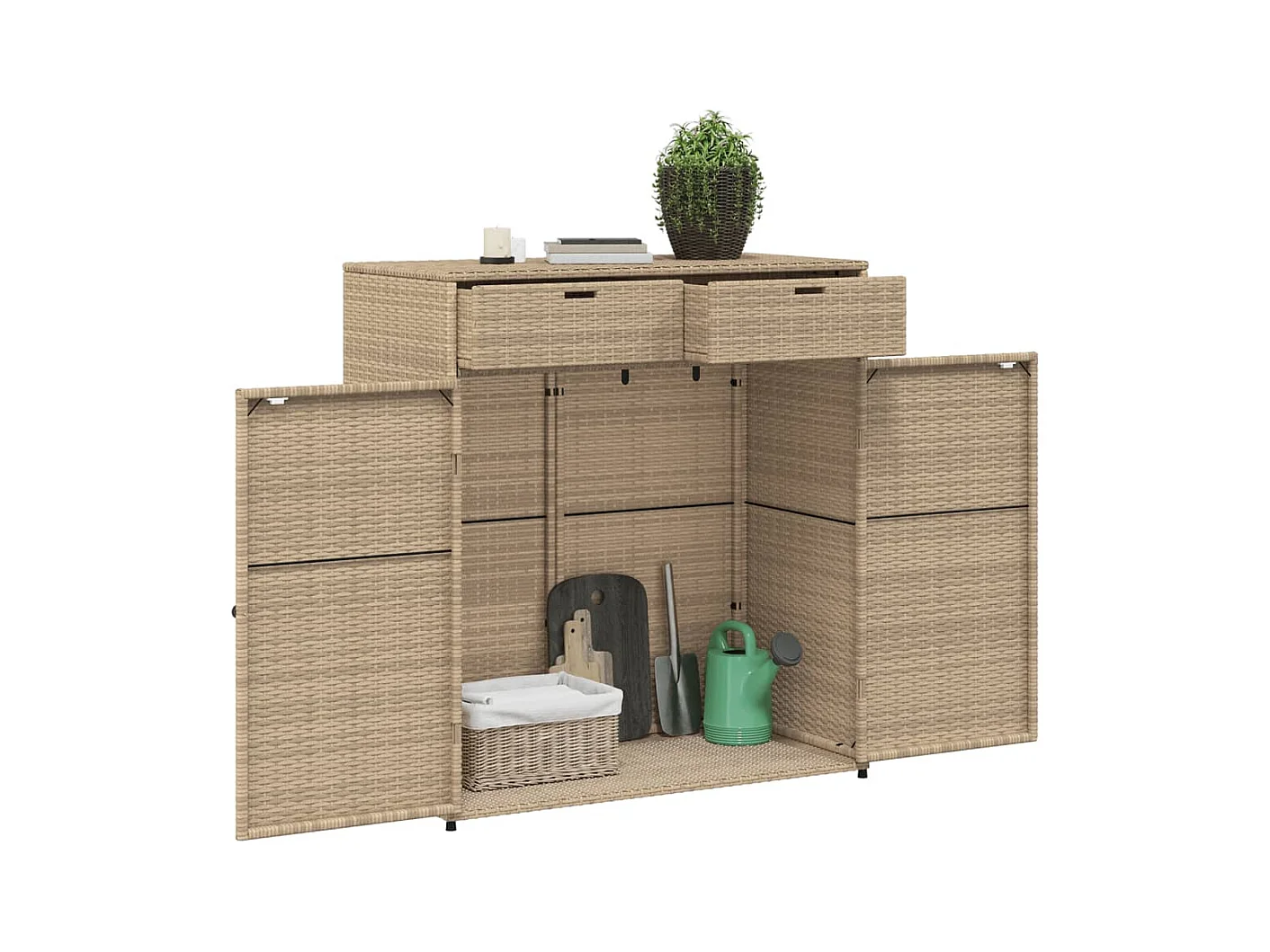 Mueble de jardín beige 105x55x113 cm resina trenzada