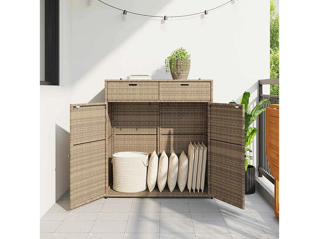 Mueble de jardín beige 105x55x113 cm resina trenzada