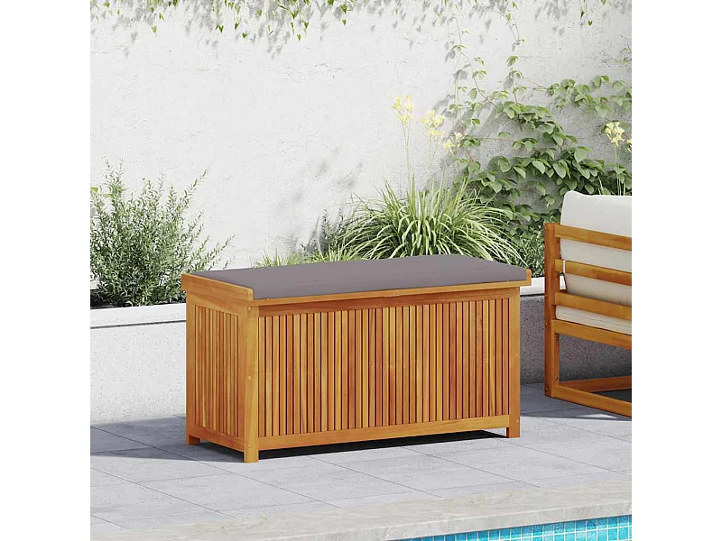Boîte à coussins d'extérieur 113x50x60,5cm bois massif d'acacia