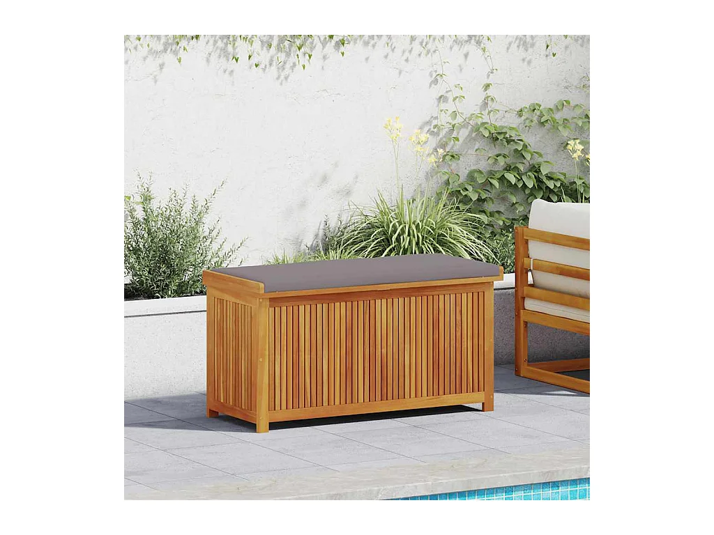 Boîte à coussins d'extérieur 113x50x60,5cm bois massif d'acacia