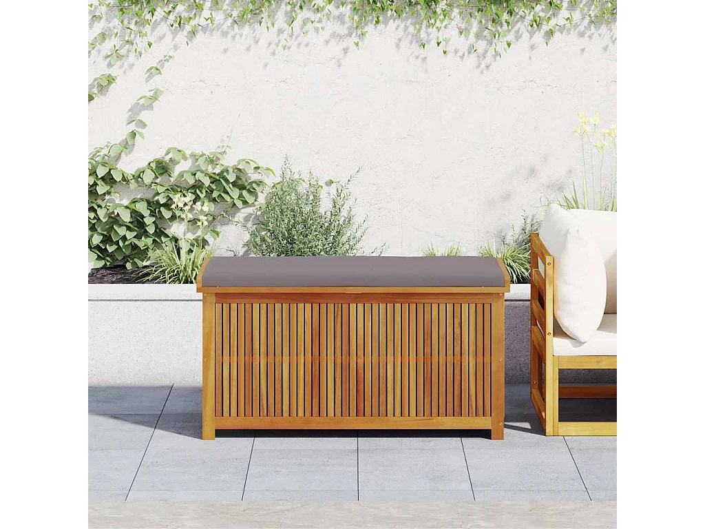 Boîte à coussins d'extérieur 113x50x60,5cm bois massif d'acacia