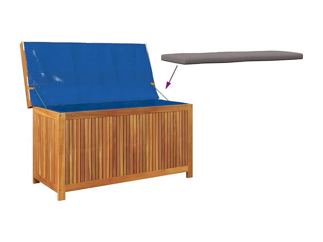 Boîte à coussins d'extérieur 113x50x60,5cm bois massif d'acacia