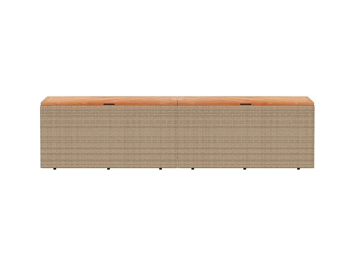 Beige tuinopbergbox van gevlochten hars en acaciahout