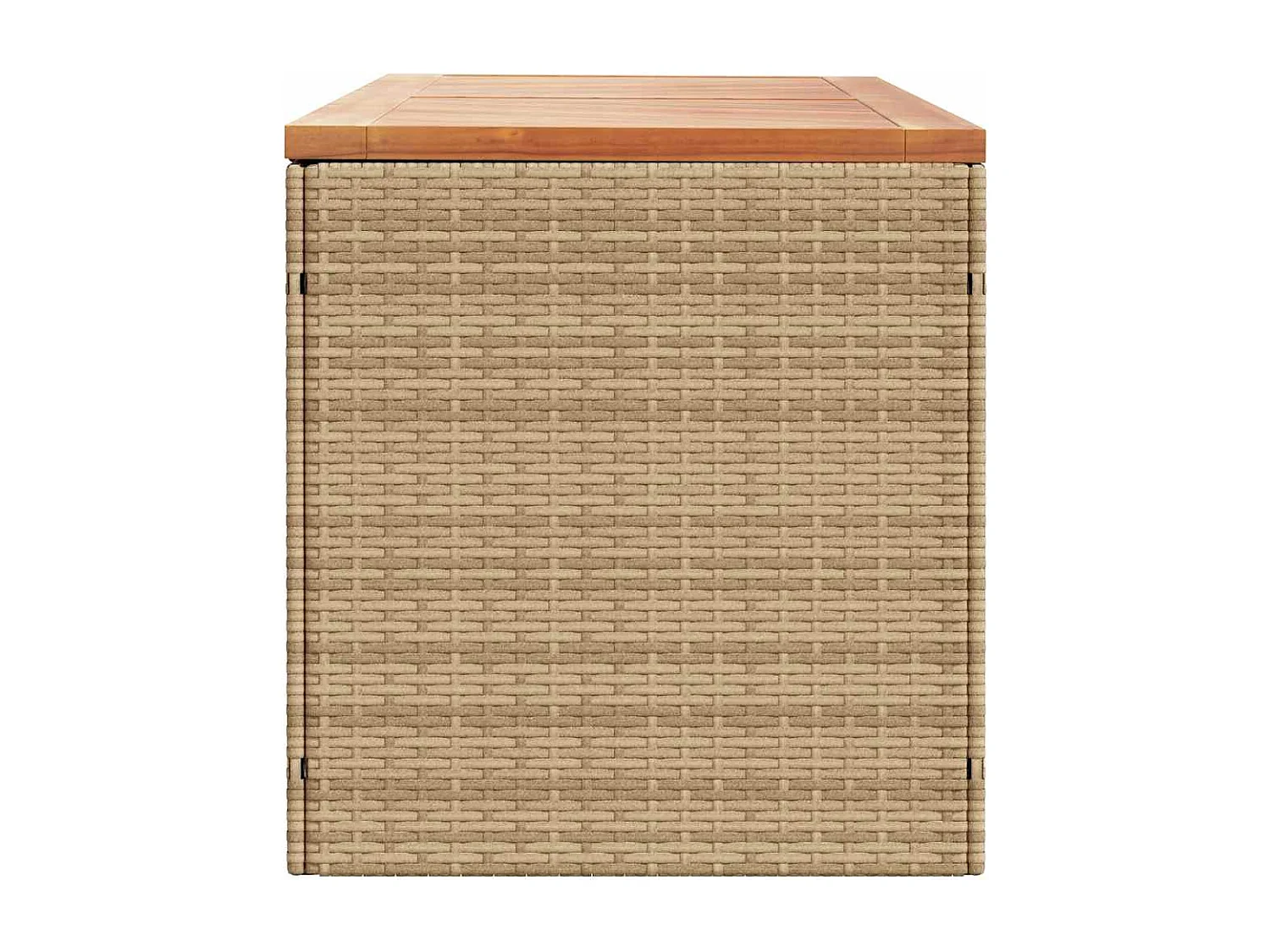 Contenitore da giardino beige in resina intrecciata e legno di acacia