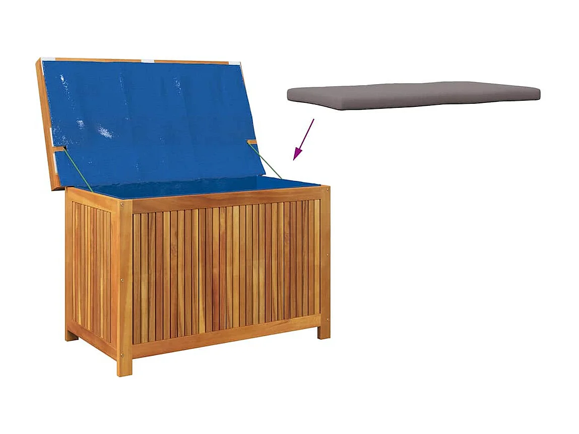 Boîte à coussins d'extérieur 90x50x60,5 cm bois massif d'acacia