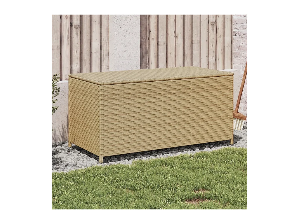 Boîte de rangement de jardin mélange beige 190L résine tressée