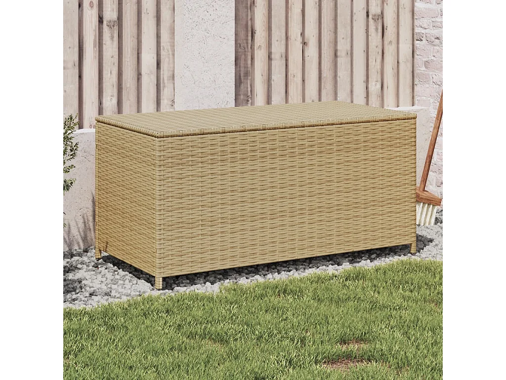 Boîte de rangement de jardin mélange beige 190L résine tressée