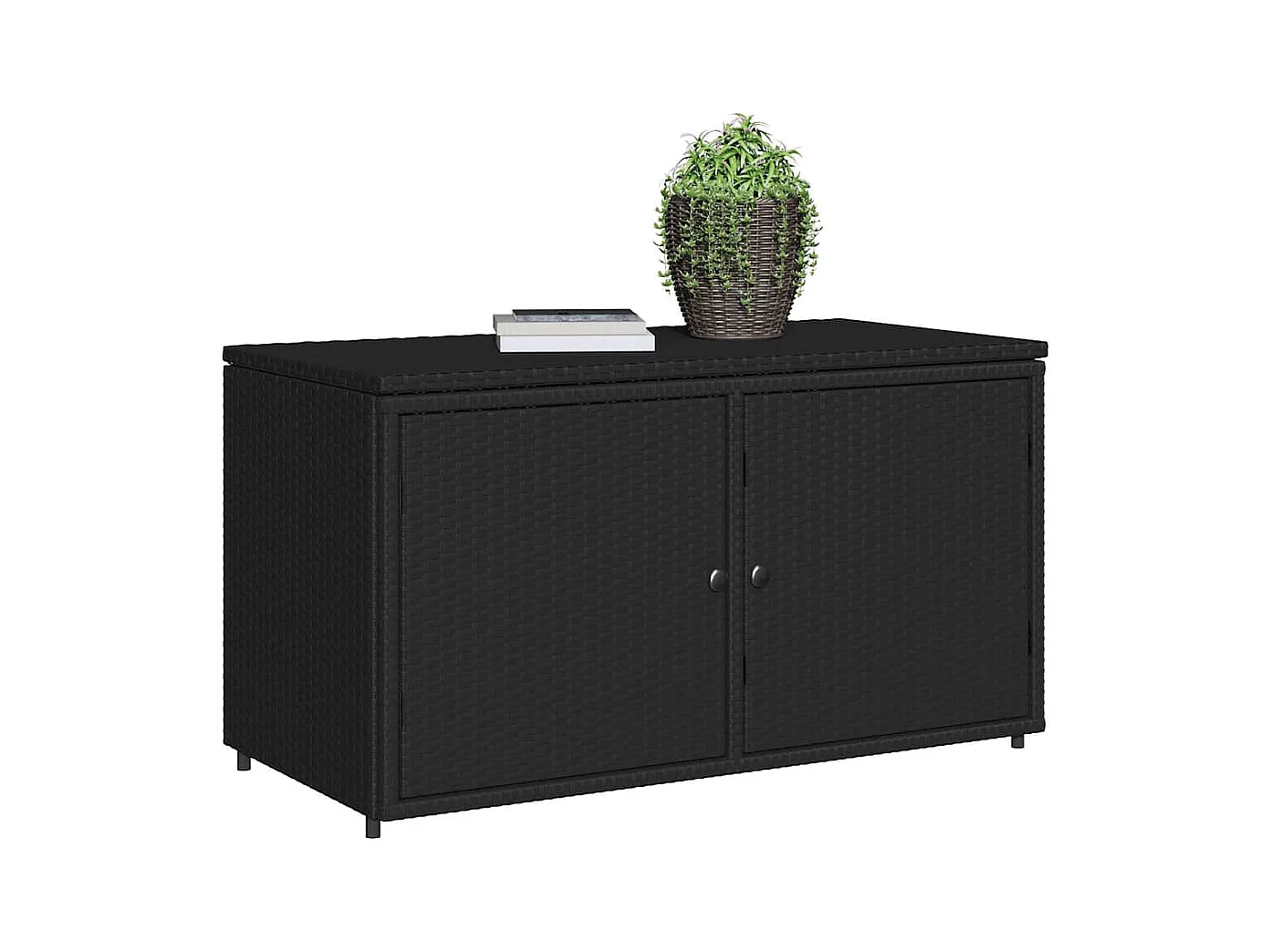 Zwarte tuinkast 110x55x60,5 cm geweven hars