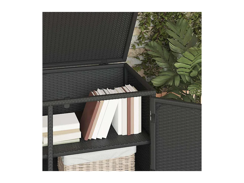 Zwarte tuinkast 110x55x60,5 cm geweven hars