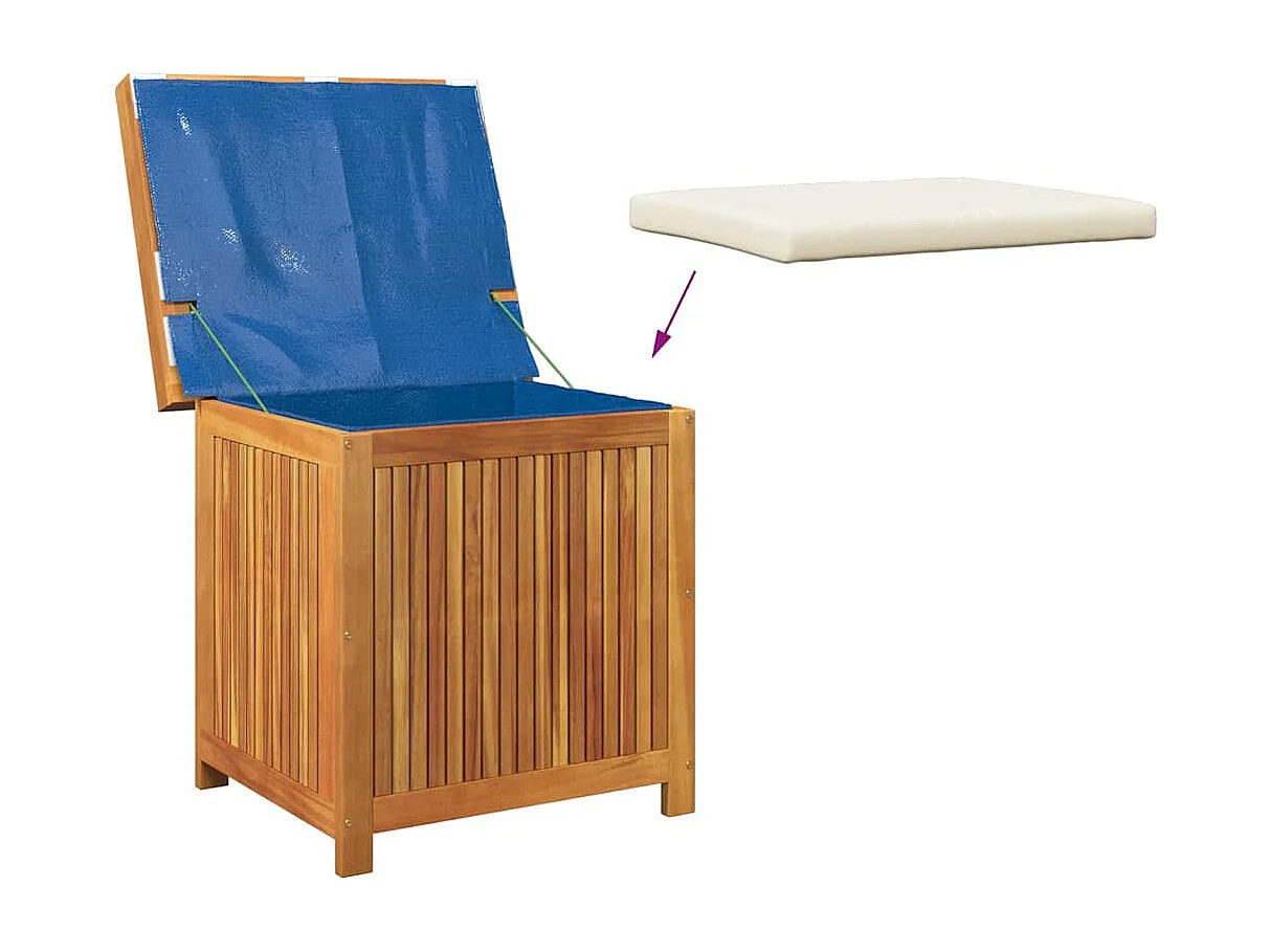 Boîte à coussins d'extérieur 60x50x61 cm bois massif d'acacia