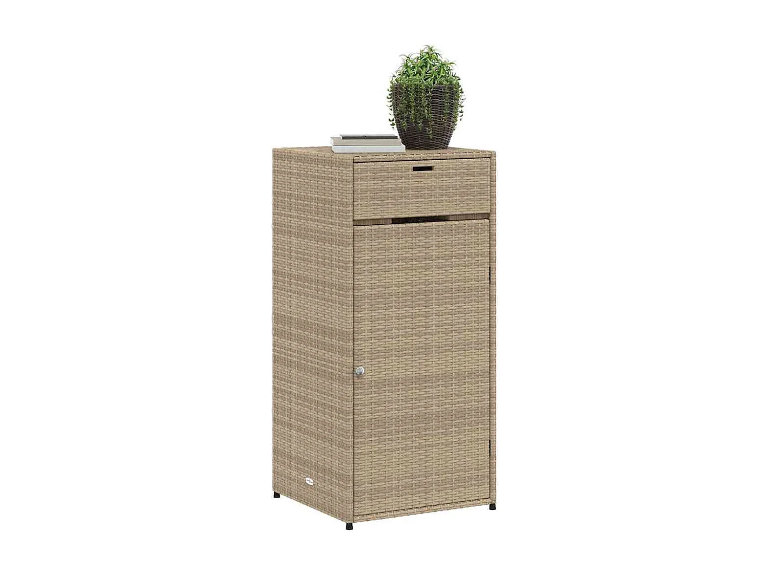 Mueble de jardín beige de resina tejida, 55x55x111 cm