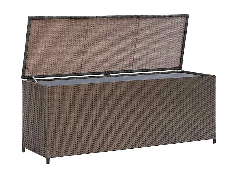 Arcón de jardín marrón 120x50x60 cm resina tejida