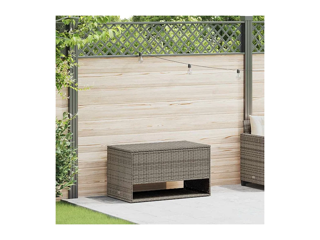 Coffre à coussins d'extérieur gris 100x55x55,5cm résine tressée