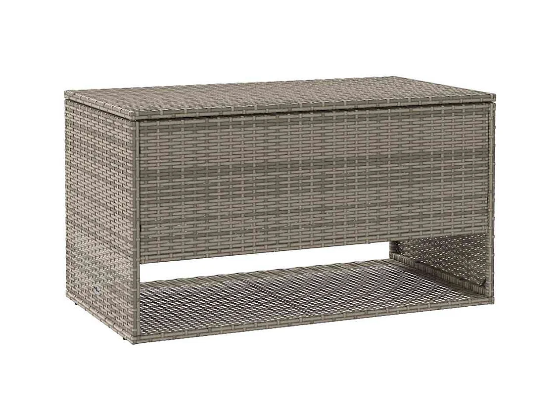 Coffre à coussins d'extérieur gris 100x55x55,5cm résine tressée