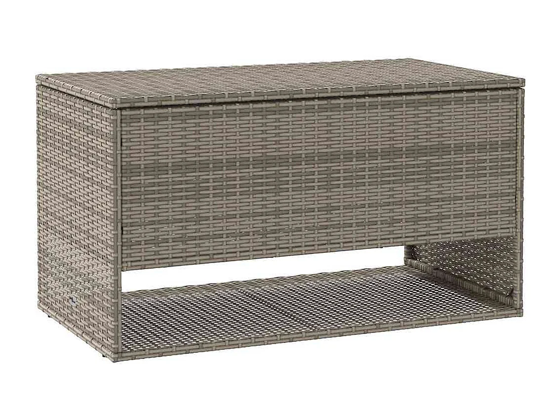 Coffre à coussins d'extérieur gris 100x55x55,5cm résine tressée