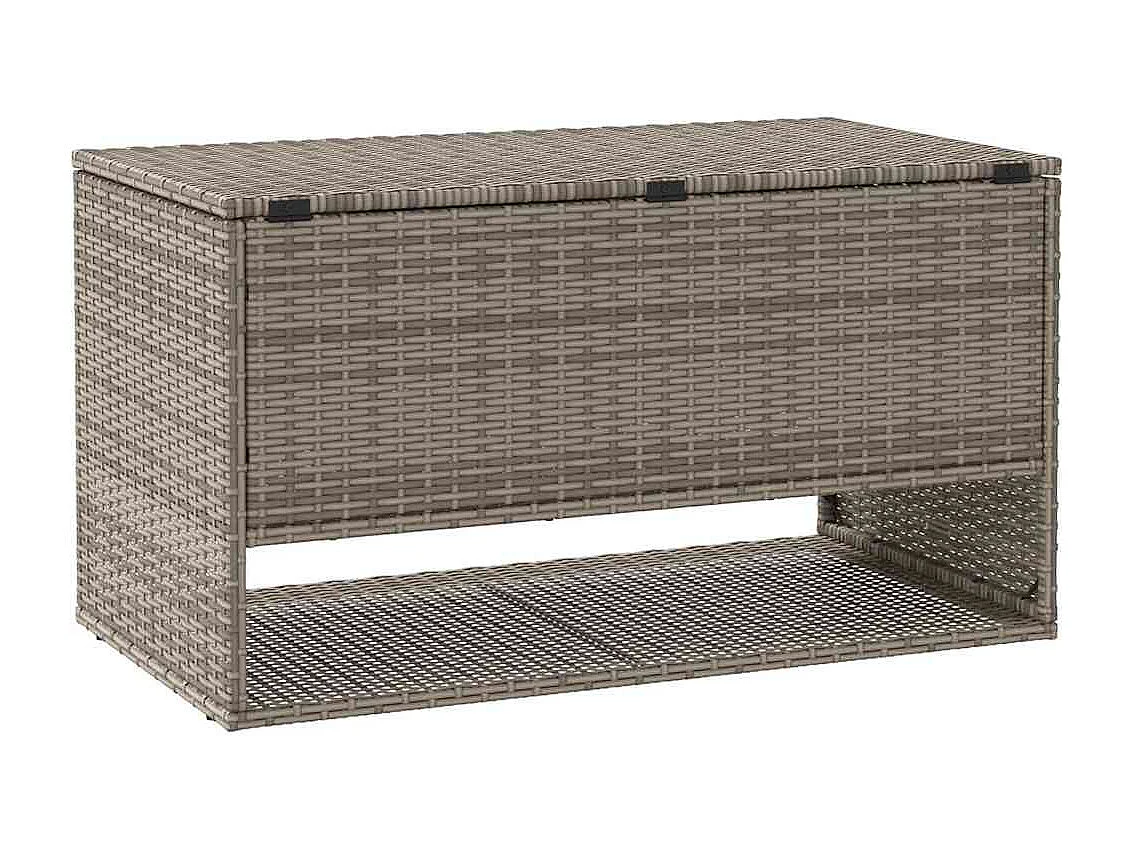 Coffre à coussins d'extérieur gris 100x55x55,5cm résine tressée