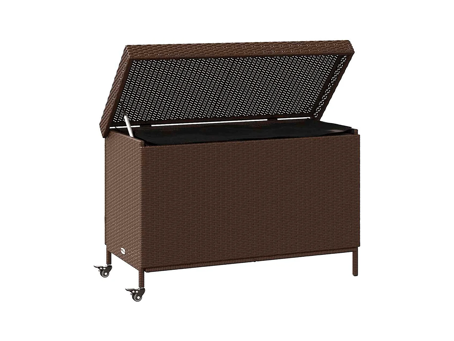 Boîte de rangement de jardin et roues marron résine tressée