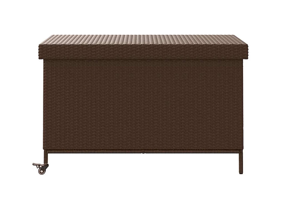 Boîte de rangement de jardin et roues marron résine tressée